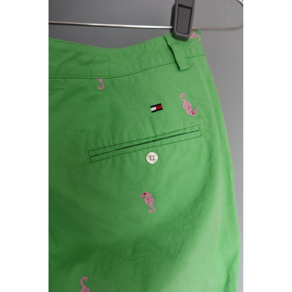 Tommy Hilfiger Unique Women's‎ 8 Green Pink Seahorse Embroidered Capri Crop Golf - Picture 2 of 8